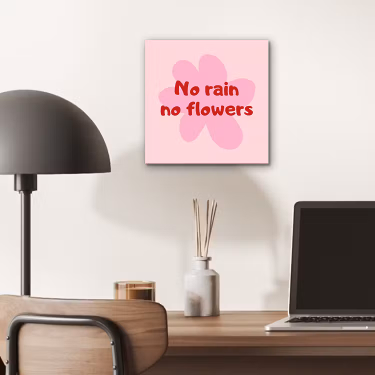 No rain no flowers - Bloem - Roze aluminium wit klein -sfeer5
