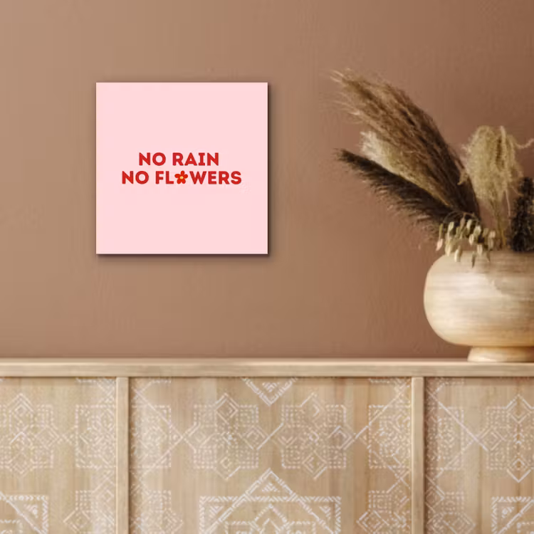 No rain no flowers - Minimalistisch - Roze - Bloem aluminium wit klein -sfeer4