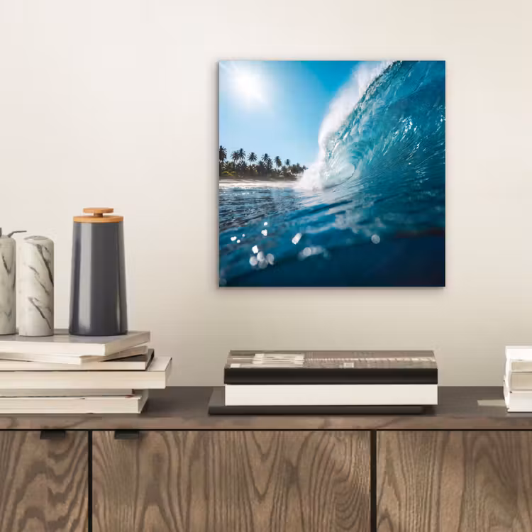 Oceaan - Golf - Strand - Natuur - Blauw aluminium wit klein -sfeer1