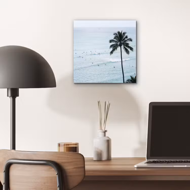 Oceaan - Palmbomen - Surfers aluminium wit klein -sfeer5
