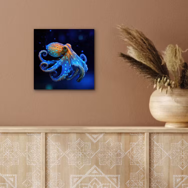 Octopus - Stippen - Blauw - Zee aluminium wit klein -sfeer4