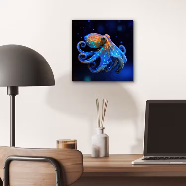 Octopus - Stippen - Blauw - Zee aluminium wit klein -sfeer5