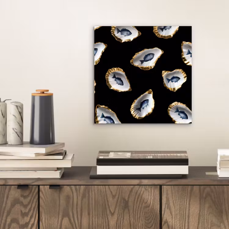 Oesters - Vissen - Blauw - Goud aluminium wit klein -sfeer1