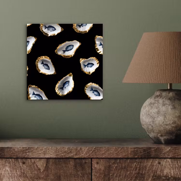Oesters - Vissen - Blauw - Goud aluminium wit klein -sfeer2