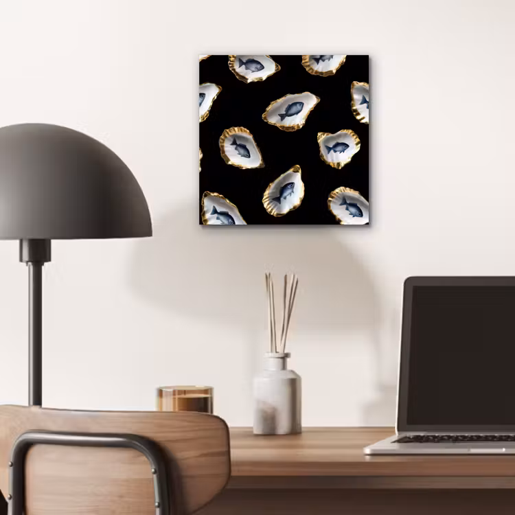 Oesters - Vissen - Blauw - Goud aluminium wit klein -sfeer5