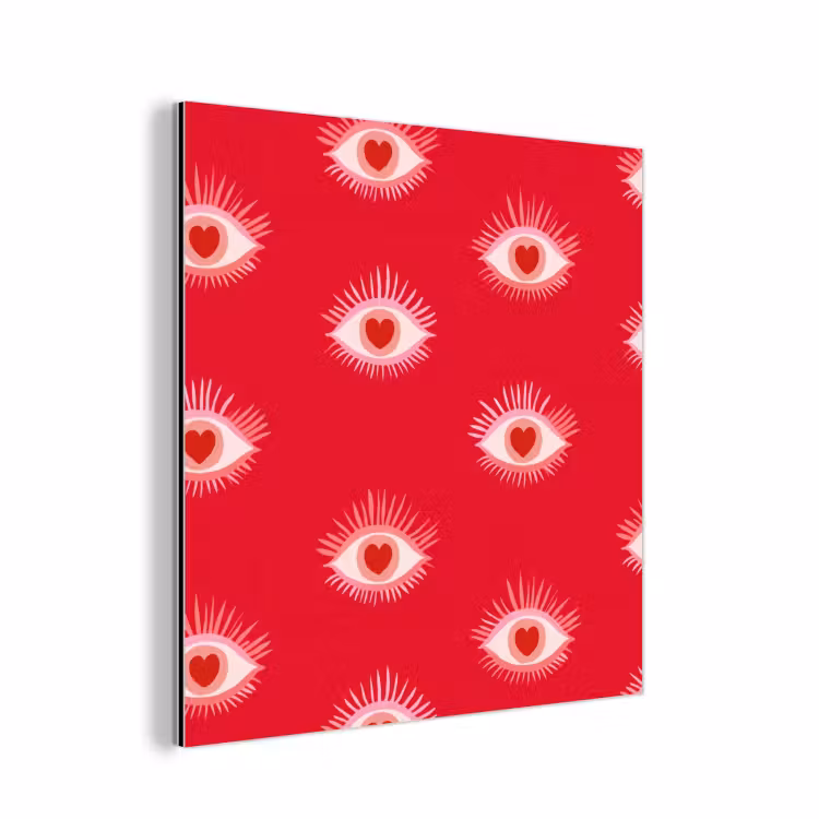 Ogen - Hart - Abstract - Rood - Roze aluminium wit klein 46 -3d
