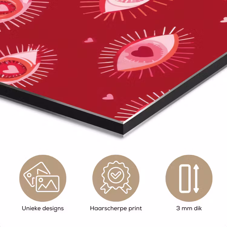 Ogen - Patroon - Roze - Donkerrood aluminium wit klein 46 -closeup_NL