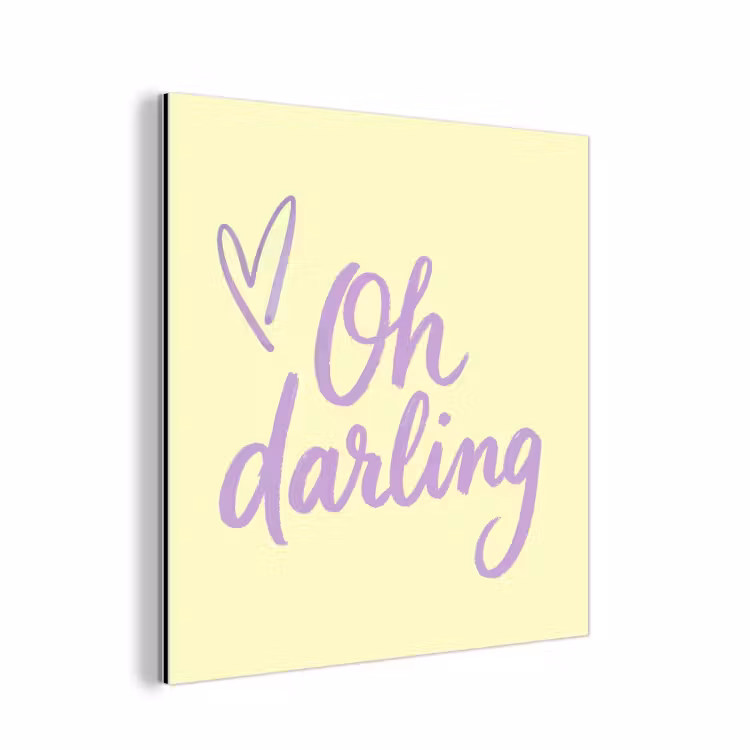 Oh darling - Geel - Hart aluminium wit klein -3d