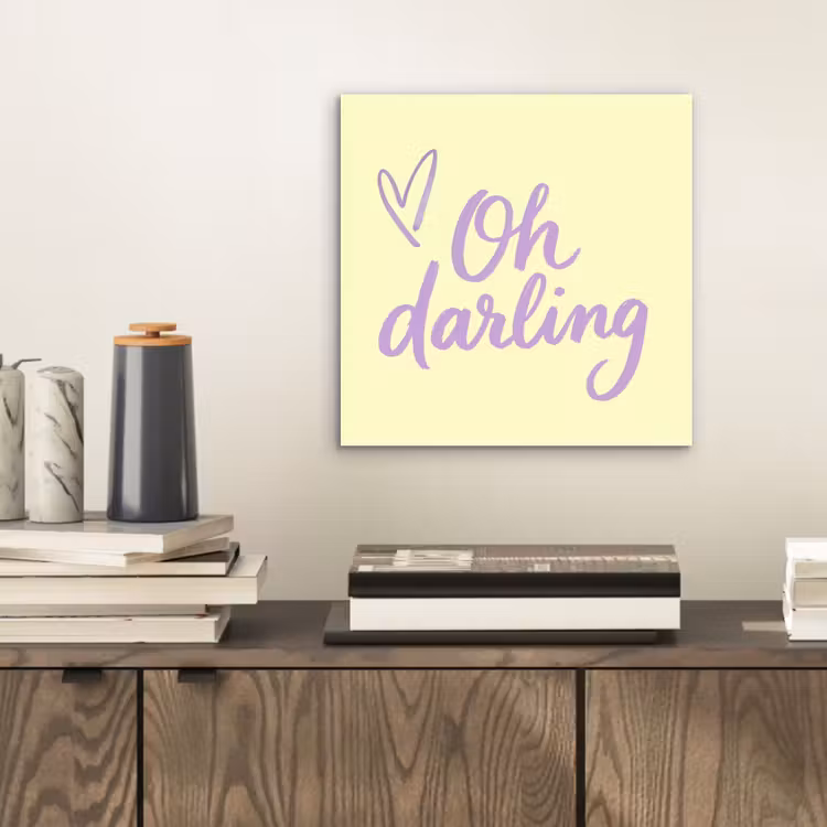 Oh darling - Geel - Hart aluminium wit klein -sfeer1