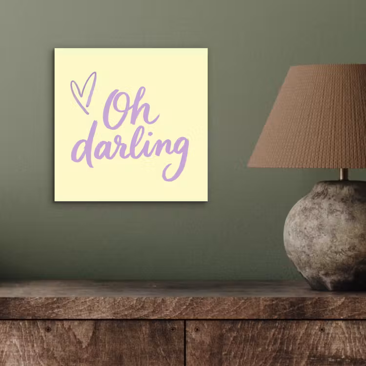 Oh darling - Geel - Hart aluminium wit klein -sfeer2