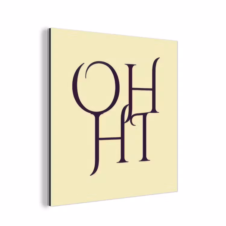 Oh hi - Geel - Monogram aluminium wit klein -3d