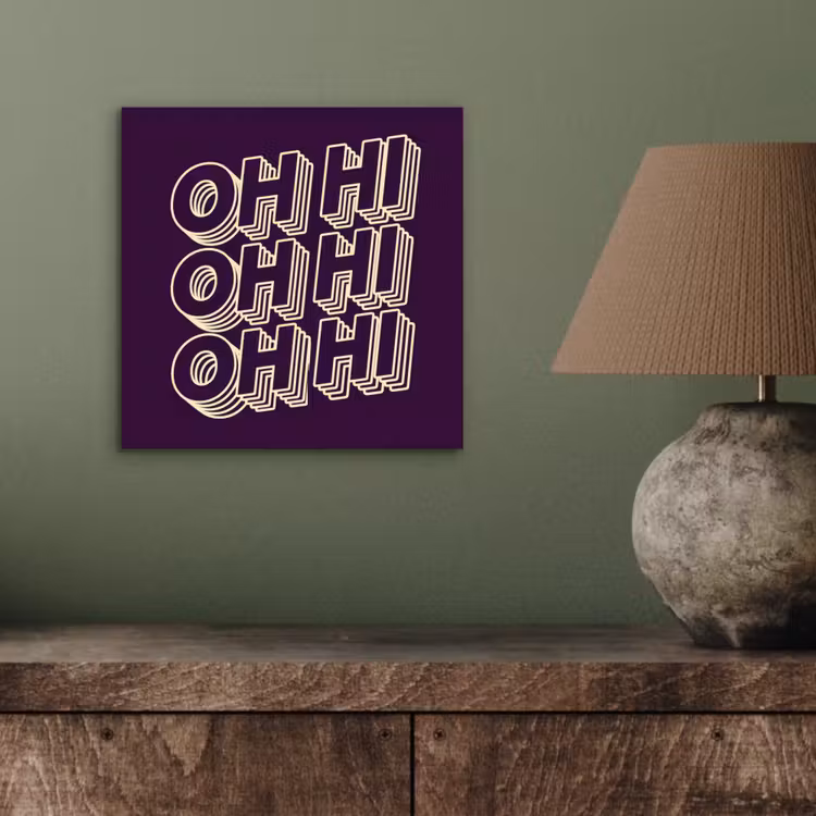 Oh hi - Paars - 3D aluminium wit klein -sfeer2