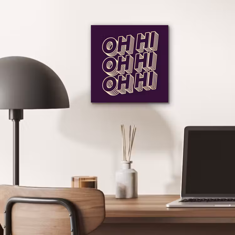 Oh hi - Paars - 3D aluminium wit klein -sfeer5