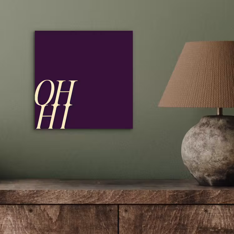 Oh hi - Paars - Cursief aluminium wit klein -sfeer2