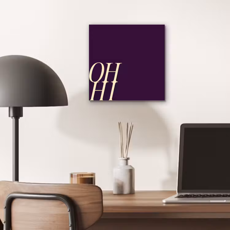 Oh hi - Paars - Cursief aluminium wit klein -sfeer5