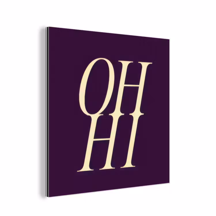 Oh hi - Paars - Minimalistisch aluminium wit klein -3d