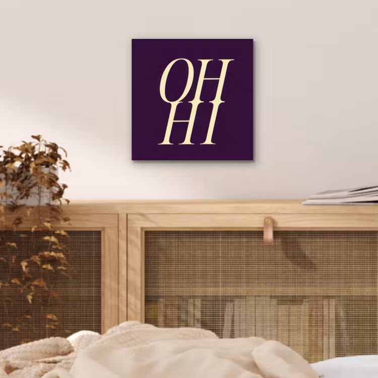 Oh hi - Paars - Minimalistisch aluminium wit klein -sfeer3