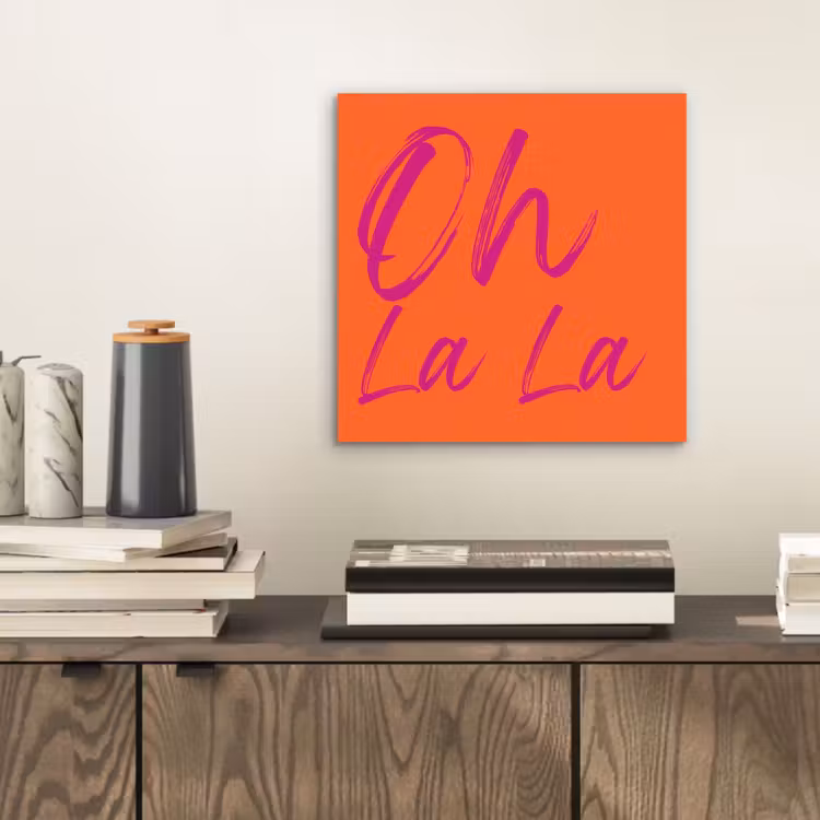 Oh la la - Oranje - Roze - Grafisch aluminium wit klein -sfeer1