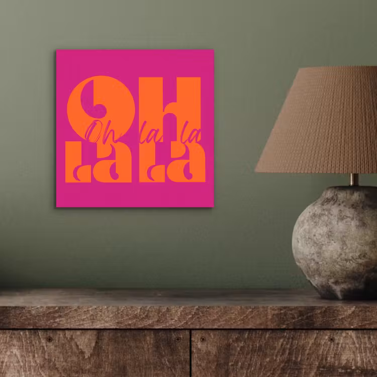 Oh la la - Roze - Oranje - Gestapelde letters aluminium wit klein -sfeer2