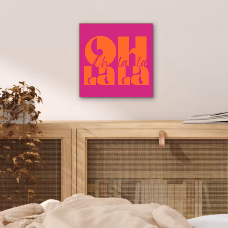 Oh la la - Roze - Oranje - Gestapelde letters aluminium wit klein -sfeer3
