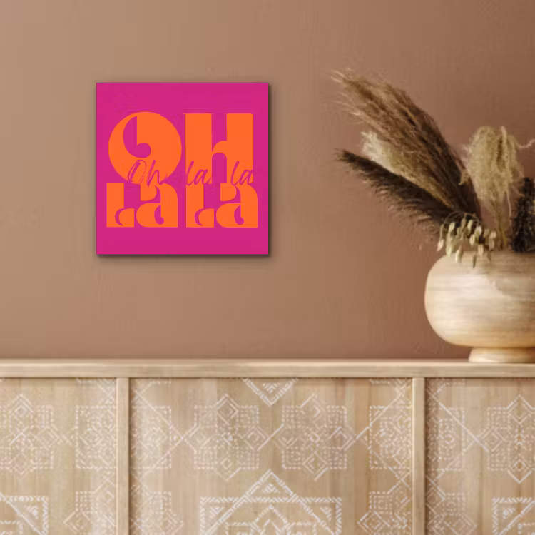 Oh la la - Roze - Oranje - Gestapelde letters aluminium wit klein -sfeer4