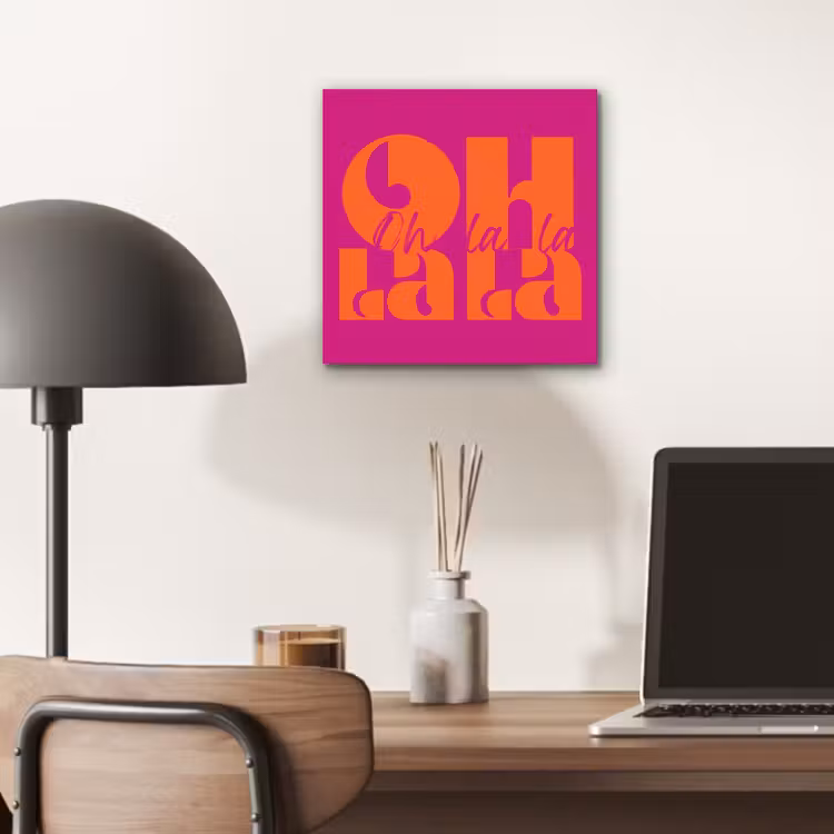Oh la la - Roze - Oranje - Gestapelde letters aluminium wit klein -sfeer5