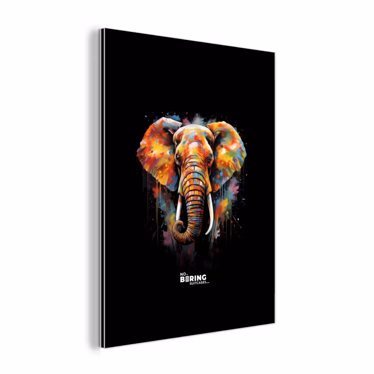 Olifant versierd met kleurrijke spetters aluminium wit klein -3d
