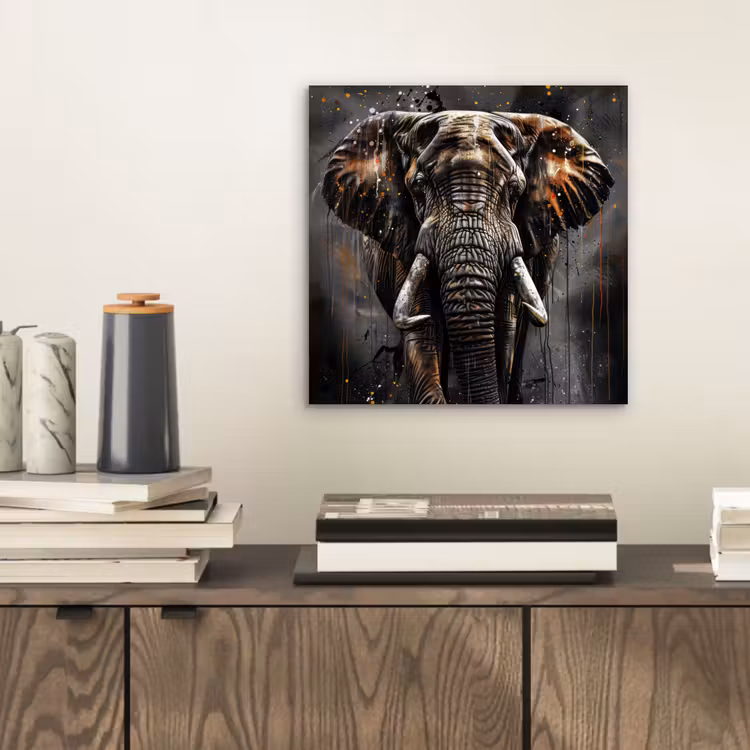 Olifant - Watercolor - Wilde dieren - Luxe aluminium wit klein -sfeer1