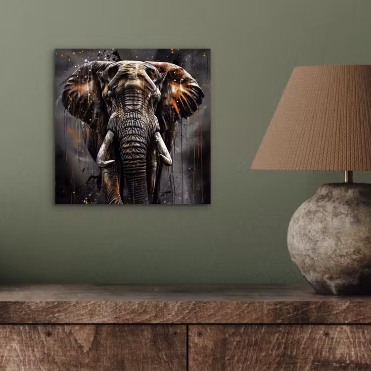 Olifant - Watercolor - Wilde dieren - Luxe aluminium wit klein -sfeer2