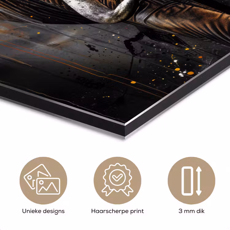 Olifant - Watercolor - Wilde dieren - Luxe aluminium wit klein -closeup_NL