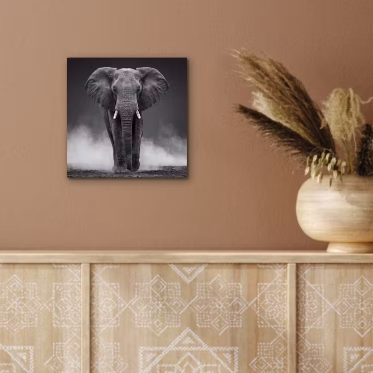 Olifant - Zwart - Wit - Rook aluminium wit klein -sfeer4
