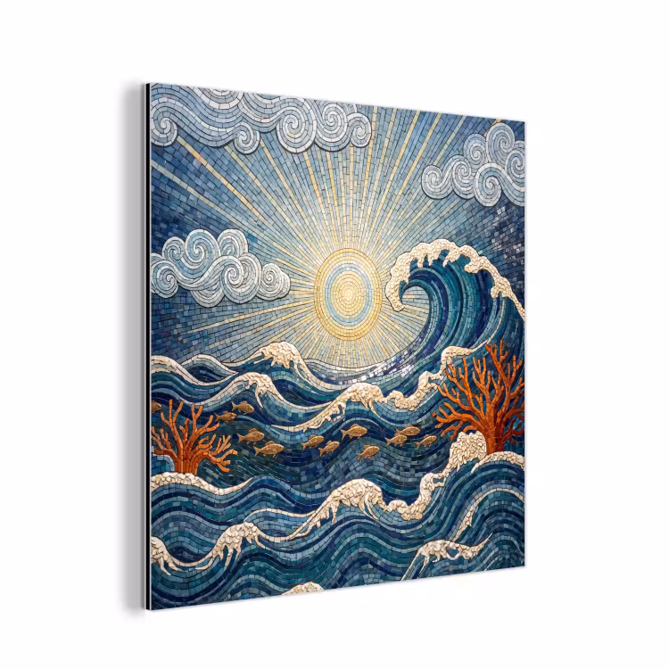 Onderwater - Koraal - Vis - Natuur - Kunst aluminium wit klein -3d