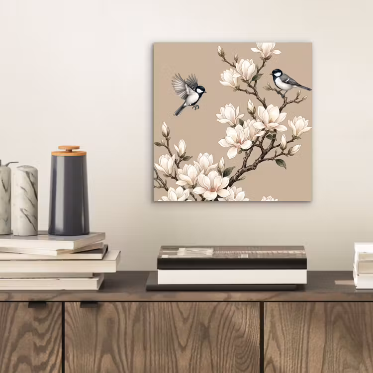 Oosters - Vogels - Beige aluminium wit klein -sfeer1