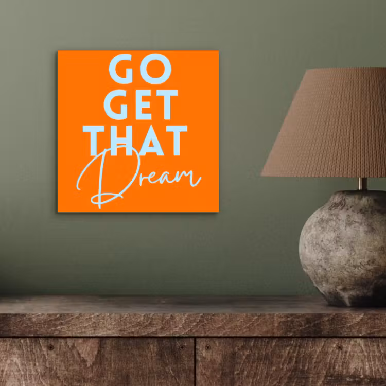 Oranje - Blauw - Go get that dream aluminium wit klein -sfeer2