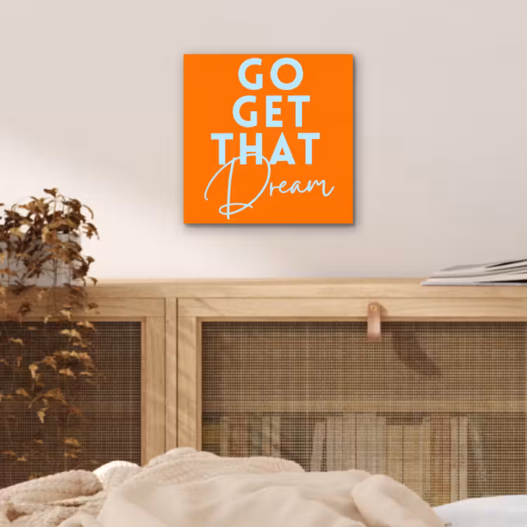 Oranje - Blauw - Go get that dream aluminium wit klein -sfeer3