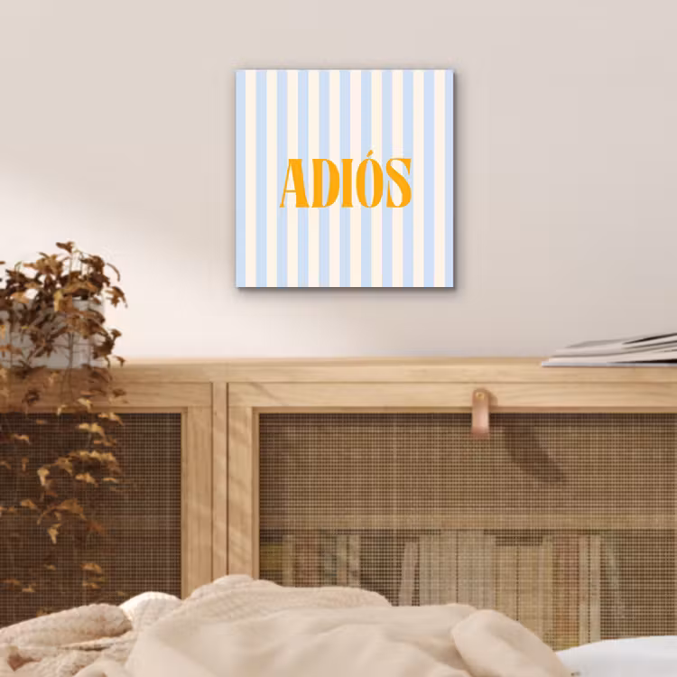 Oranje - Blauw - Strepen - Adiós aluminium wit klein -sfeer3