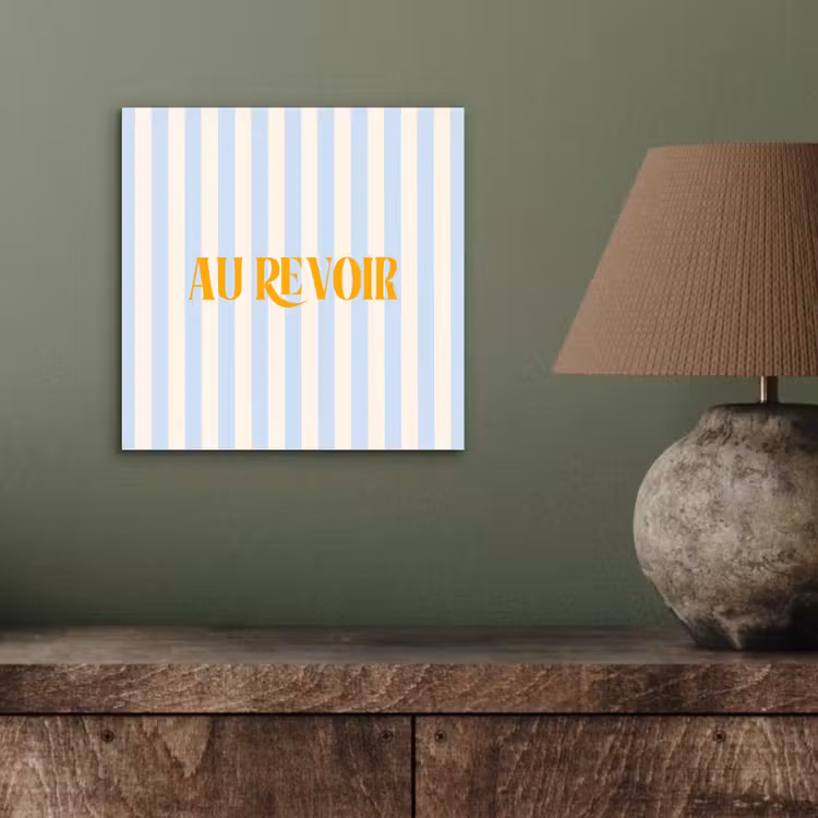 Oranje - Blauw - Strepen - Au revoir aluminium wit klein -sfeer2