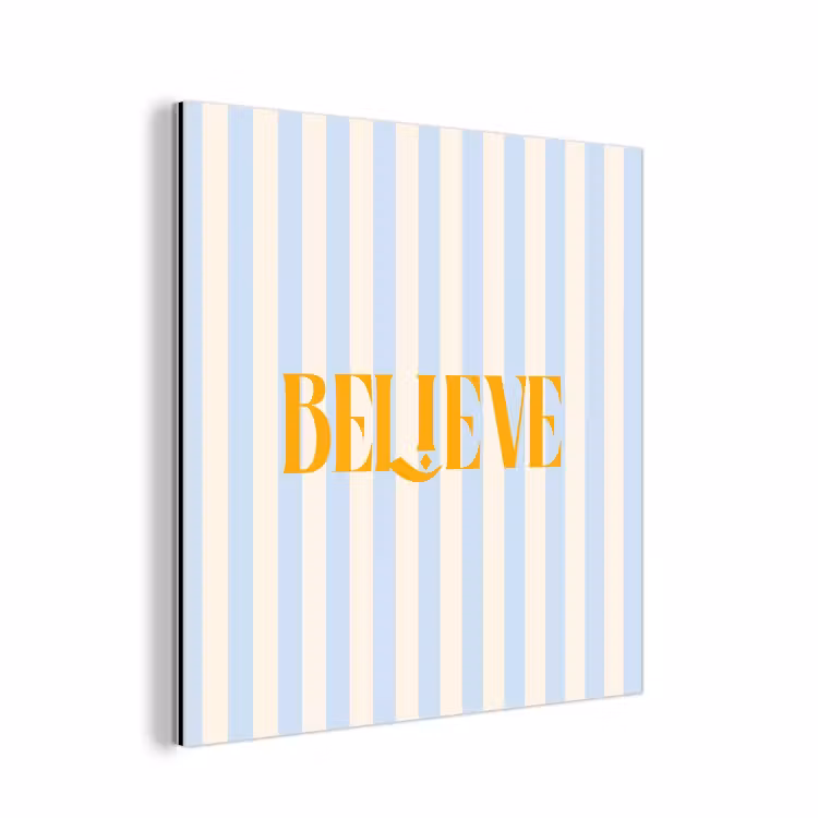 Oranje - Blauw - Strepen - Believe aluminium wit klein -3d