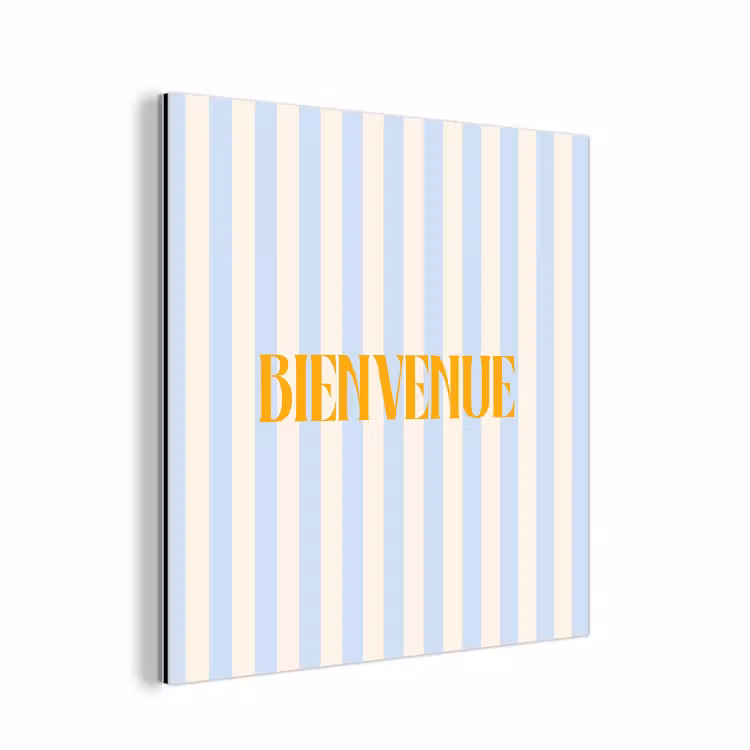 Oranje - Blauw - Strepen - Bienvenue aluminium wit klein -3d
