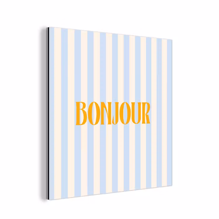 Oranje - Blauw - Strepen - Bonjour aluminium wit klein -3d