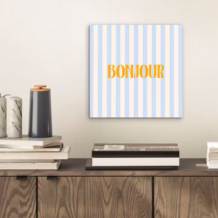 Oranje - Blauw - Strepen - Bonjour aluminium wit klein -sfeer1