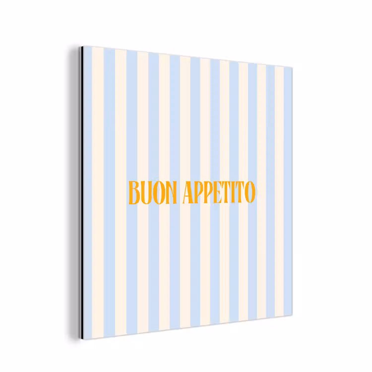 Oranje - Blauw - Strepen - Buon appetito aluminium wit klein -3d