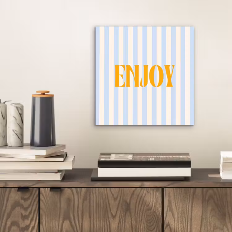 Oranje - Blauw - Strepen - Enjoy aluminium wit klein -sfeer1