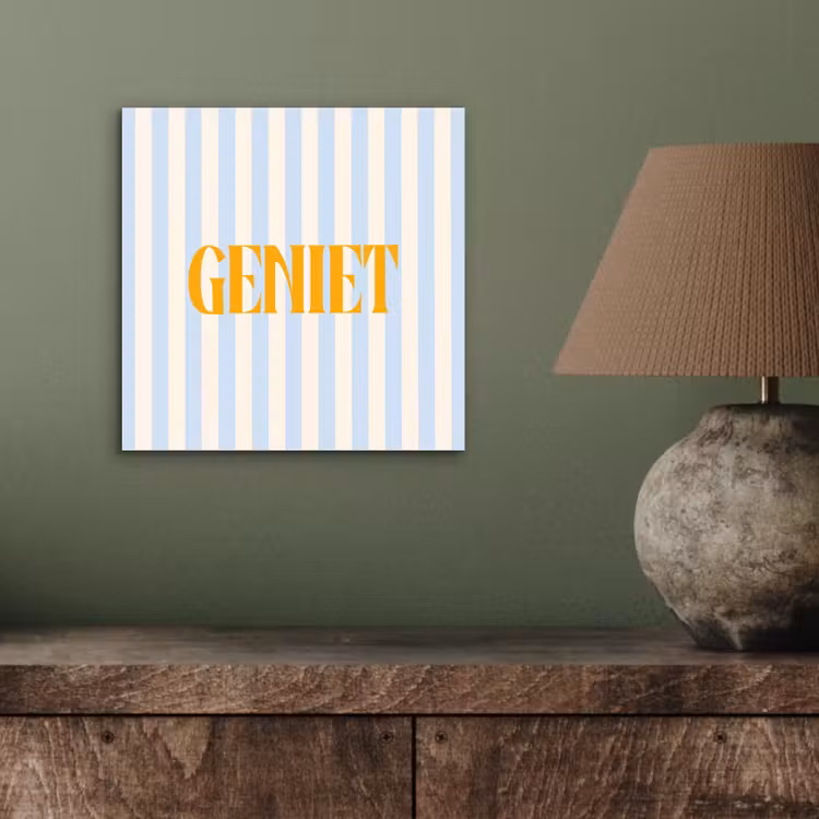 Oranje - Blauw - Strepen - Geniet aluminium wit klein -sfeer2