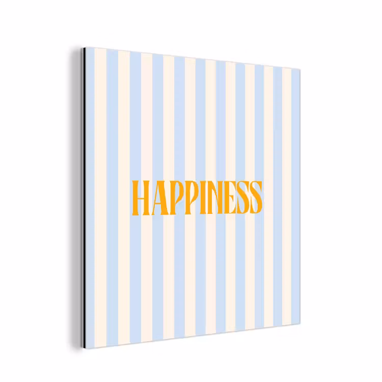 Oranje - Blauw - Strepen - Happiness aluminium wit klein -3d