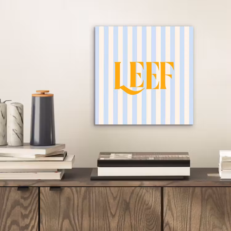 Oranje - Blauw - Strepen - Leef aluminium wit klein -sfeer1