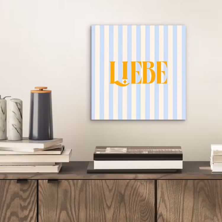 Oranje - Blauw - Strepen - Liebe aluminium wit klein -sfeer1