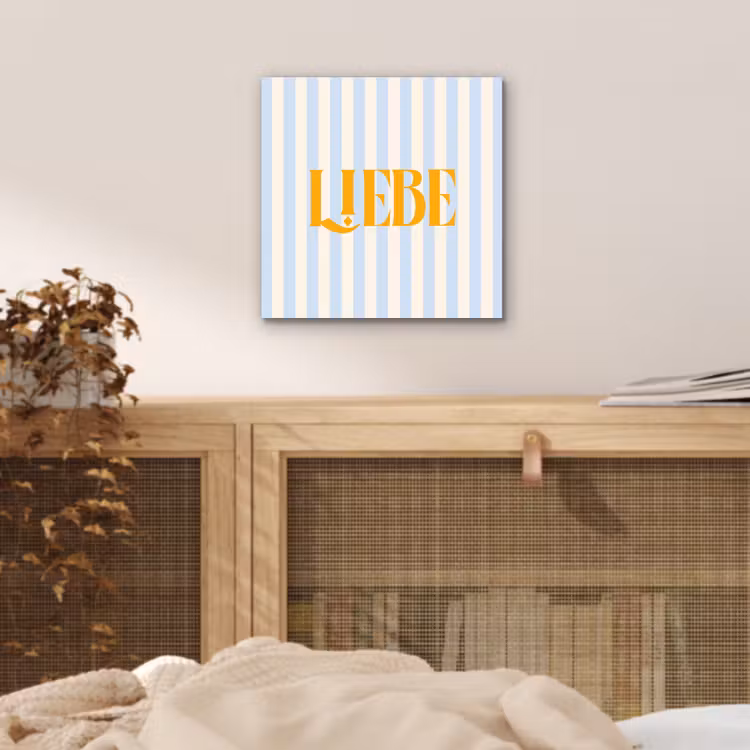 Oranje - Blauw - Strepen - Liebe aluminium wit klein -sfeer3