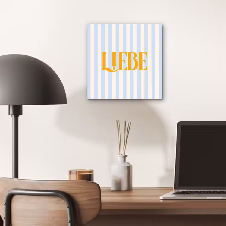Oranje - Blauw - Strepen - Liebe aluminium wit klein -sfeer5