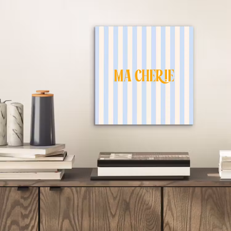 Oranje - Blauw - Strepen - Ma cherie aluminium wit klein -sfeer1